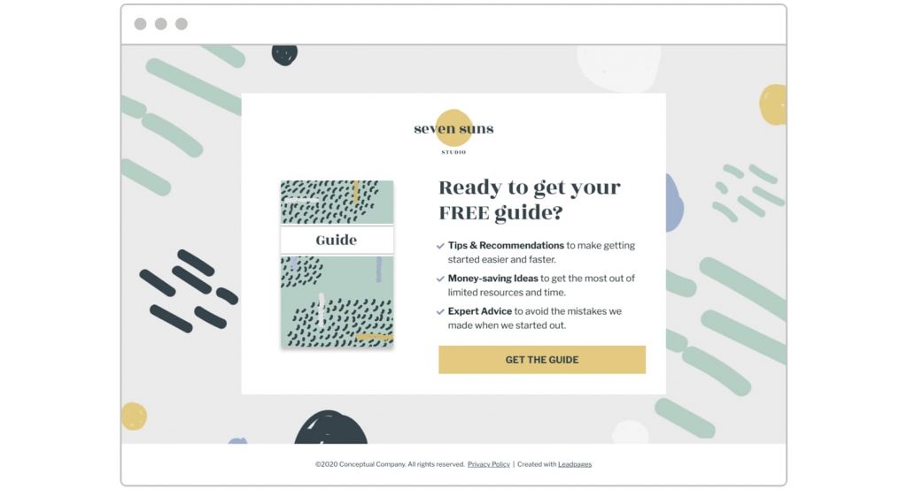 Simple Landing page template for promoting free guide download